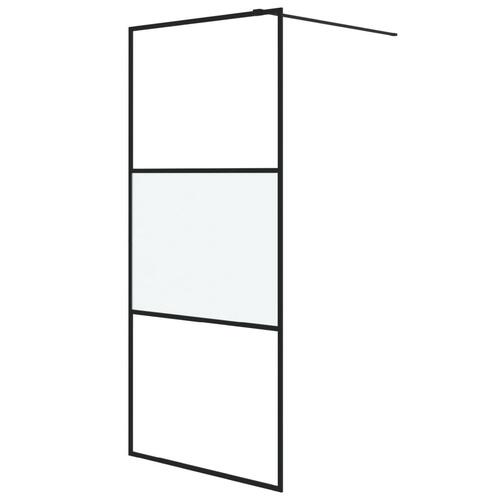Brusevæg 90x195 cm halvmatteret sikkerhedsglas sort