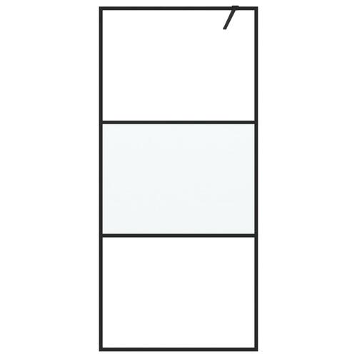 Brusevæg 90x195 cm halvmatteret sikkerhedsglas sort