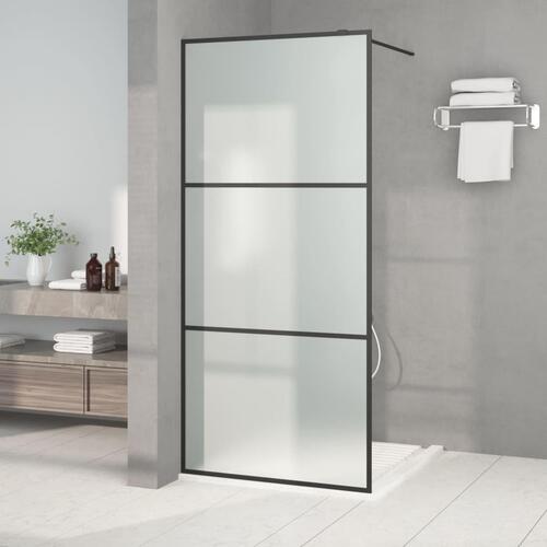 Brusevæg 90x195 cm matteret sikkerhedsglas sort