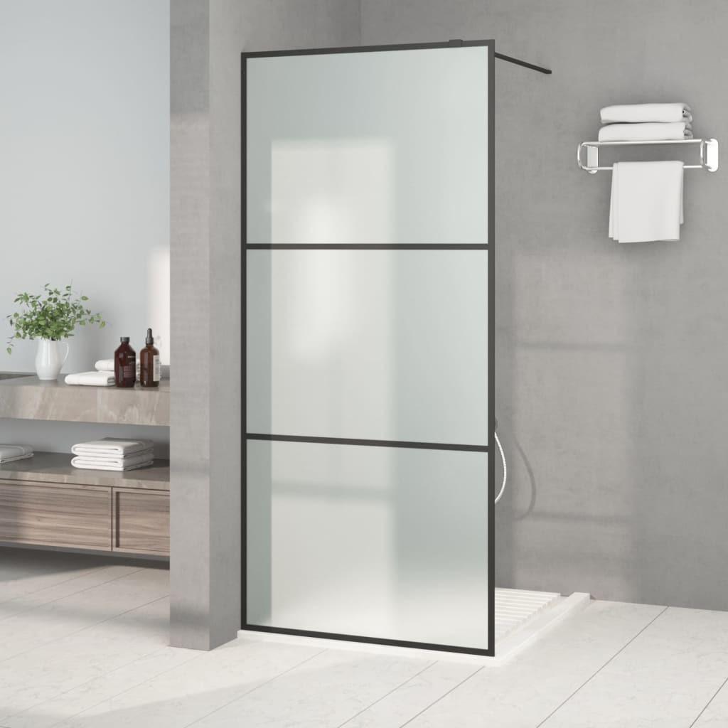 Brusevæg 90x195 cm matteret sikkerhedsglas sort