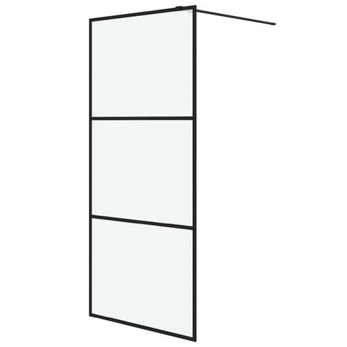 Brusevæg 90x195 cm matteret sikkerhedsglas sort