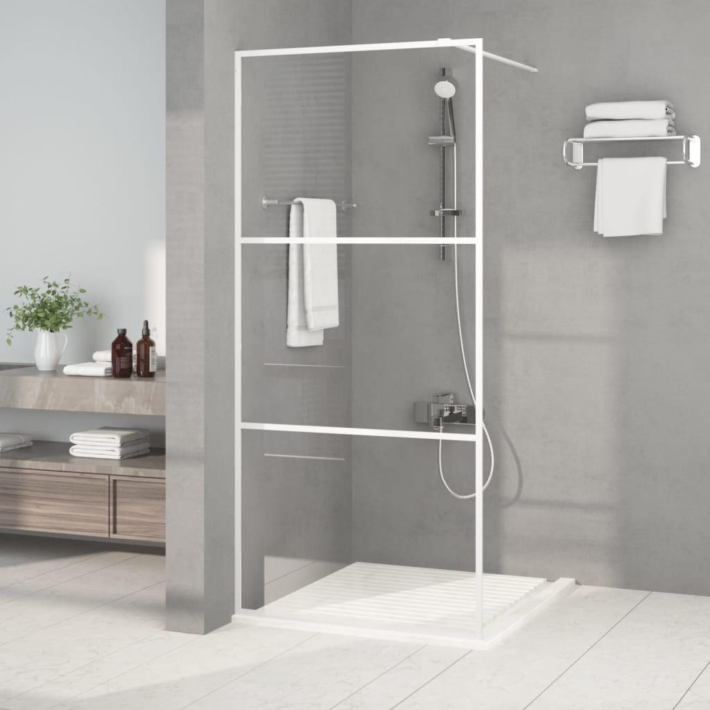 Brusevæg 90x195 cm klart sikkerhedsglas hvid