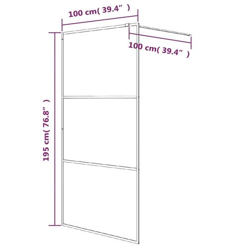 Brusevæg 100x195 cm klart sikkerhedsglas hvid