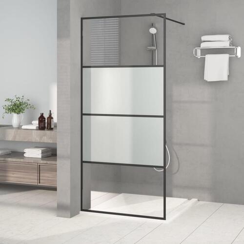Brusevæg 90x195 cm halvmatteret sikkerhedsglas sort