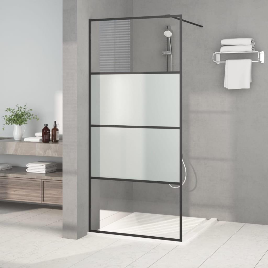 Brusevæg 90x195 cm halvmatteret sikkerhedsglas sort