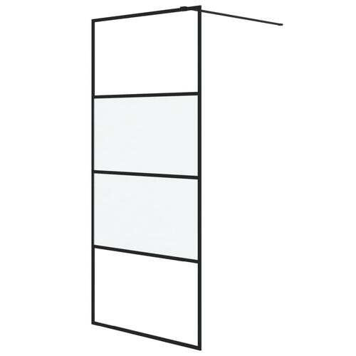 Brusevæg 90x195 cm halvmatteret sikkerhedsglas sort