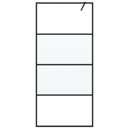 Brusevæg 90x195 cm halvmatteret sikkerhedsglas sort