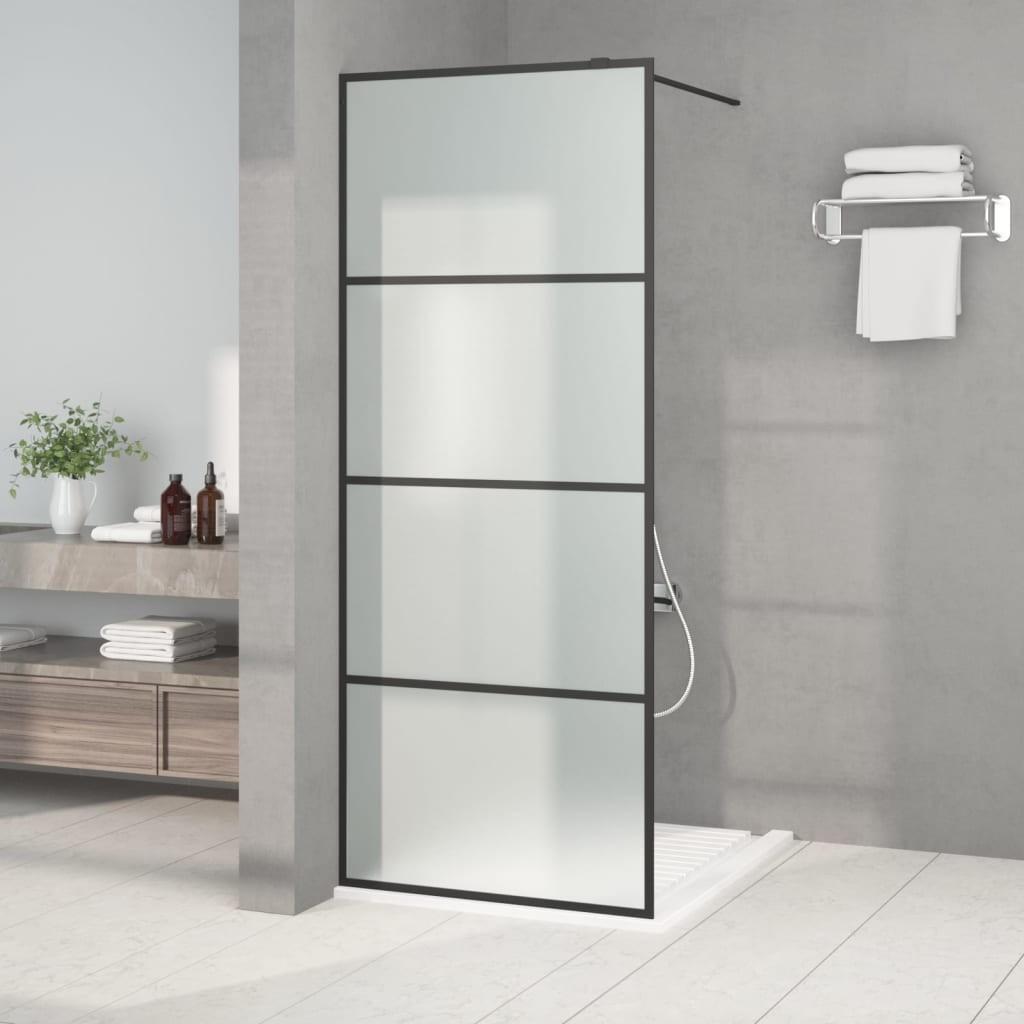 Brusevæg 80x195 cm matteret sikkerhedsglas sort