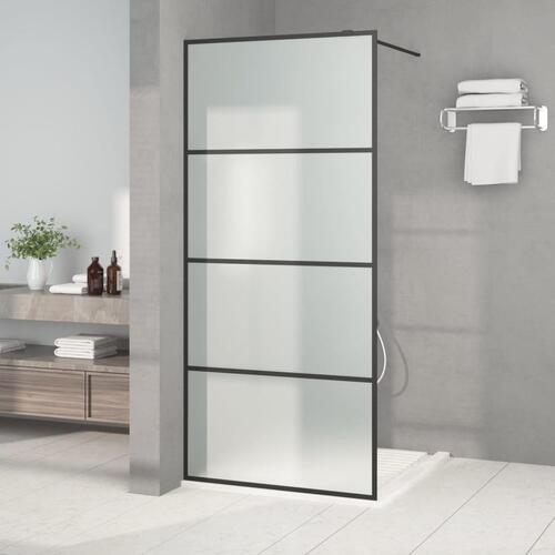 Brusevæg 90x195 cm matteret sikkerhedsglas sort