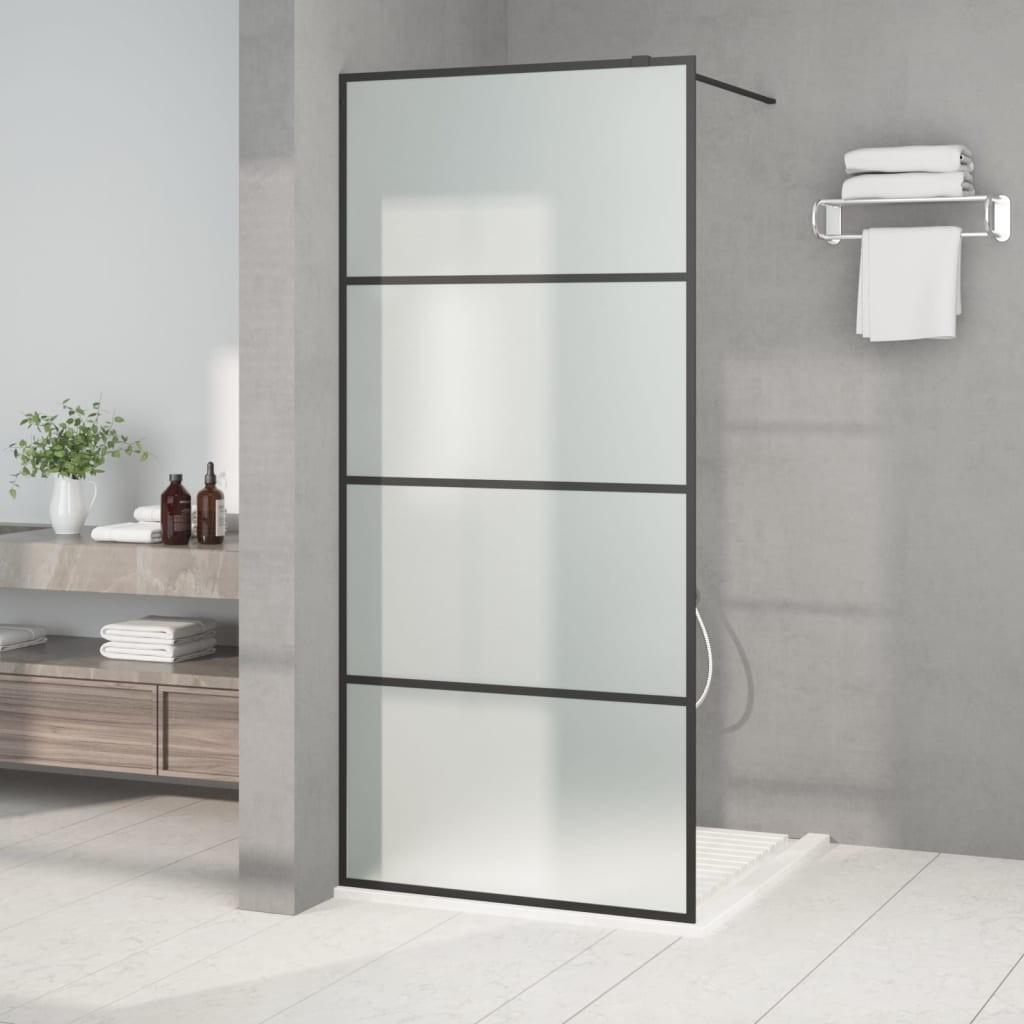 Brusevæg 90x195 cm matteret sikkerhedsglas sort