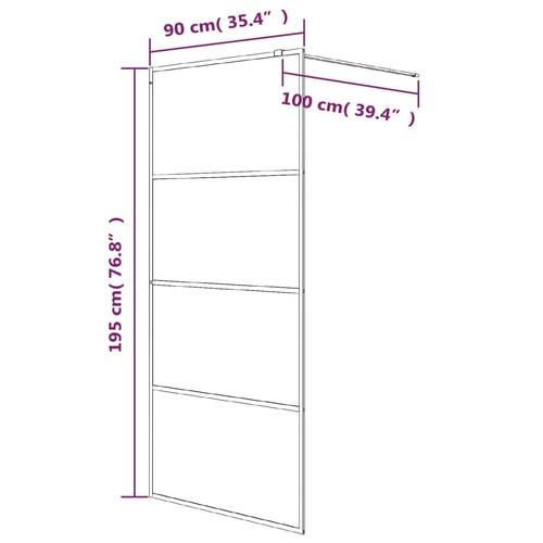 Brusevæg 90x195 cm matteret sikkerhedsglas sort