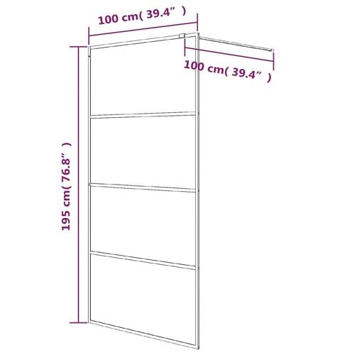 Brusevæg 100x195 cm klart sikkerhedsglas sølvfarvet