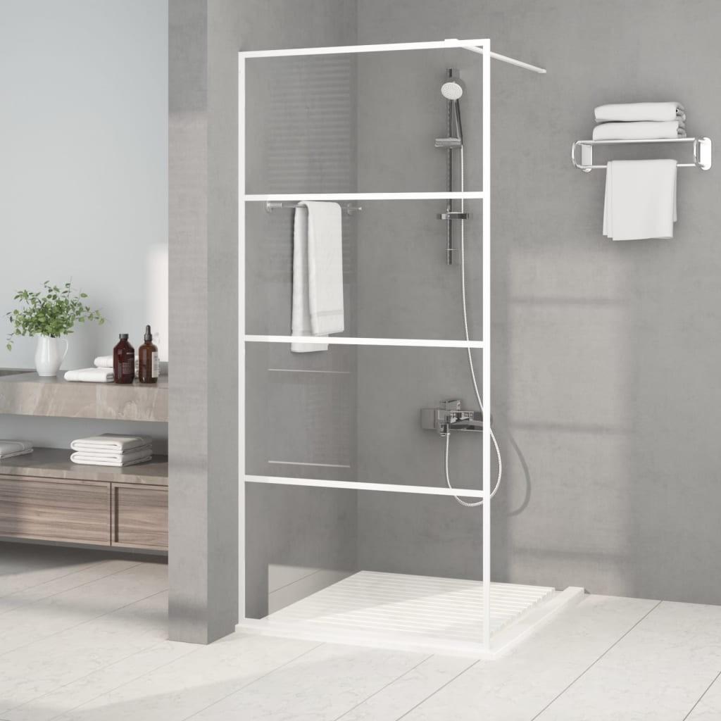 Brusevæg 90x195 cm klart sikkerhedsglas hvid