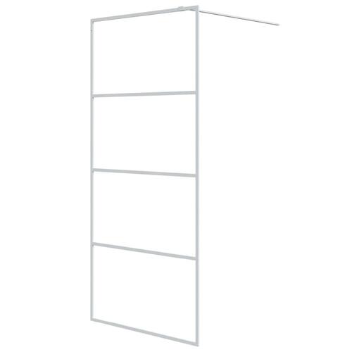 Brusevæg 90x195 cm klart sikkerhedsglas hvid
