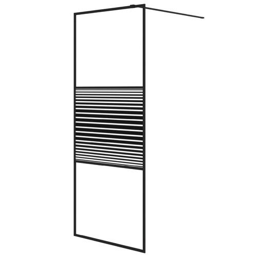 Brusevæg 80x195 cm klart sikkerhedsglas sort