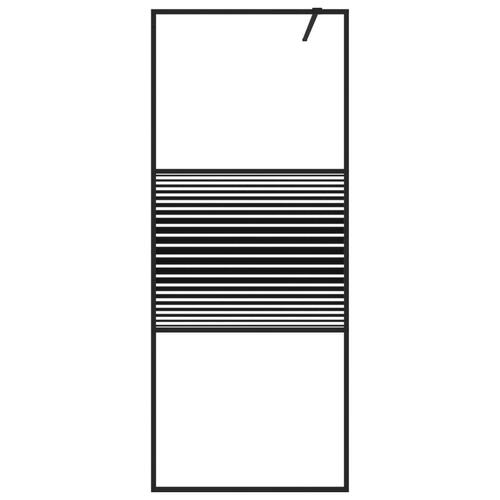 Brusevæg 80x195 cm klart sikkerhedsglas sort