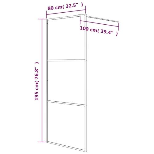 Brusevæg 80x195 cm klart sikkerhedsglas sort