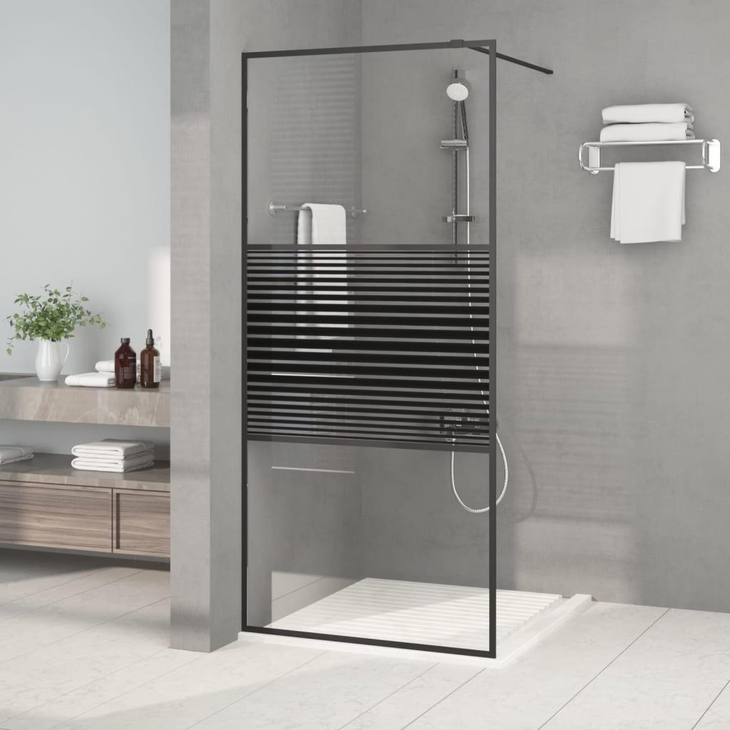 Brusevæg 90x195 cm klart sikkerhedsglas sort