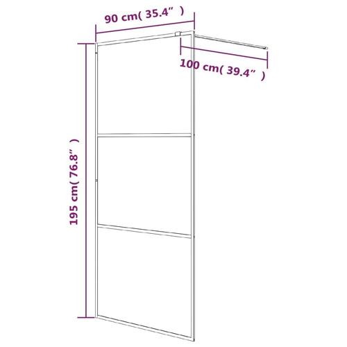 Brusevæg 90x195 cm klart sikkerhedsglas sort