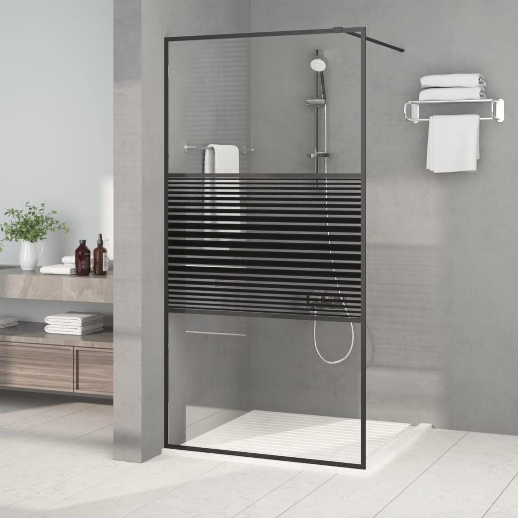 Brusevæg 100x195 cm klart sikkerhedsglas sort
