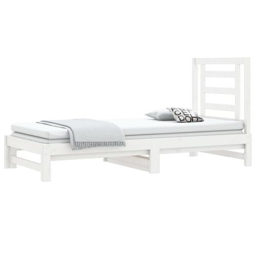 Daybed med udtræk 2x(90x200) cm massivt fyrretræ hvid