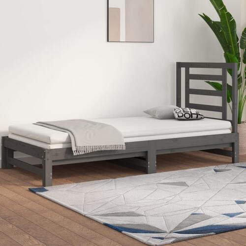 Daybed med udtræk 2x(90x200) cm massivt fyrretræ grå