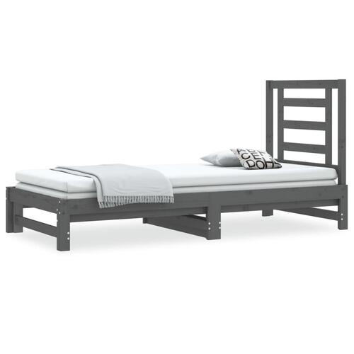 Daybed med udtræk 2x(90x200) cm massivt fyrretræ grå