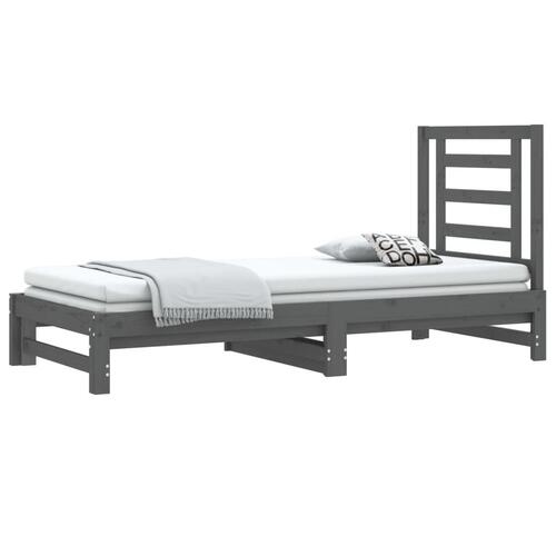 Daybed med udtræk 2x(90x200) cm massivt fyrretræ grå