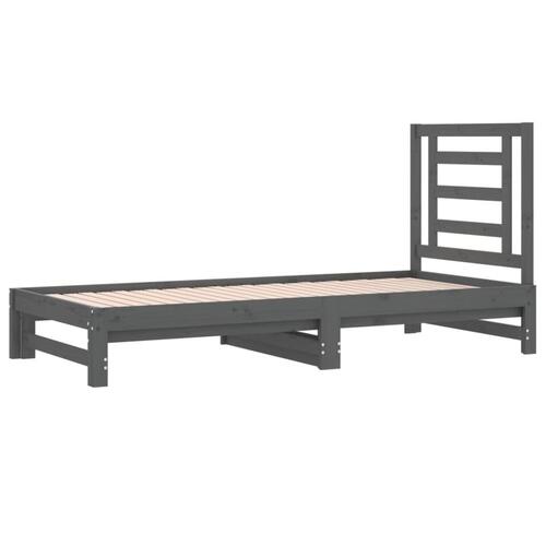 Daybed med udtræk 2x(90x200) cm massivt fyrretræ grå
