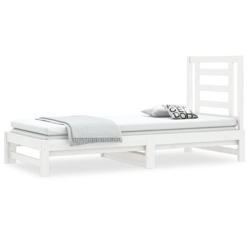 Daybed med udtræk 2x(90x190) cm massivt fyrretræ hvid