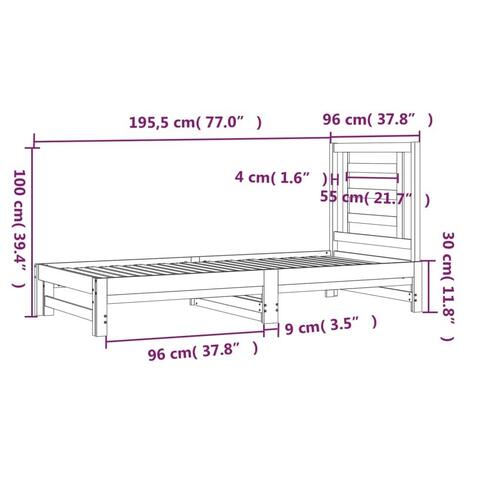 Daybed med udtræk 2x(90x190) cm massivt fyrretræ hvid