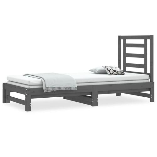 Daybed med udtræk 2x(90x190) cm massivt fyrretræ grå
