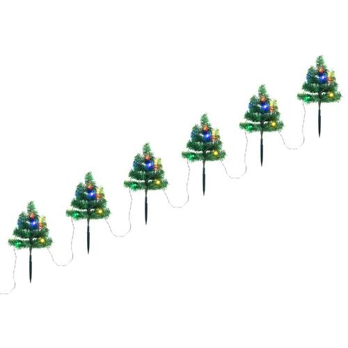 Juletræer til havesti 6 stk. LED-lys 45 cm PVC flerfarvet