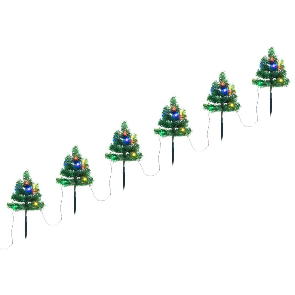 Juletræer til havesti 6 stk. LED-lys 45 cm PVC flerfarvet