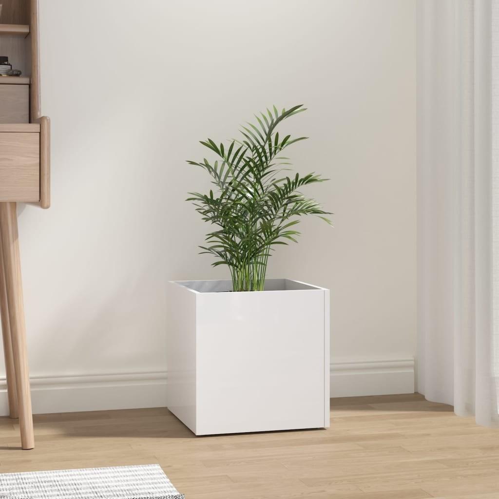 Plantekasse 40x40x40 cm konstrueret træ hvid højglans