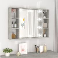 Spejlskab med LED-lys 76x15x55 cm betongrå