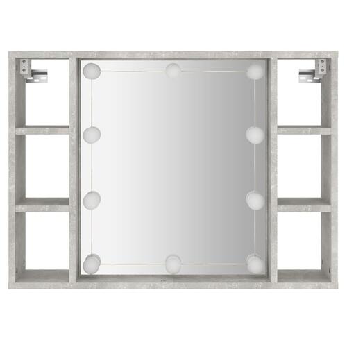 Spejlskab med LED-lys 76x15x55 cm betongrå
