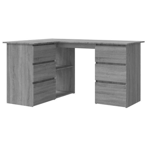 Skrivebord 145x100x76 cm konstrueret træ grå sonoma-eg