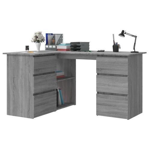 Skrivebord 145x100x76 cm konstrueret træ grå sonoma-eg