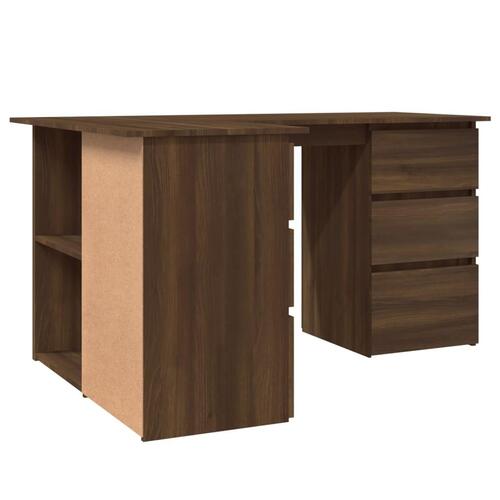 Skrivebord 145x100x76 cm konstrueret træ brun egetræ
