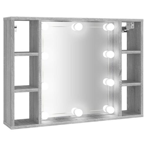 Spejlskab med LED-lys 76x15x55 cm grå sonoma-eg