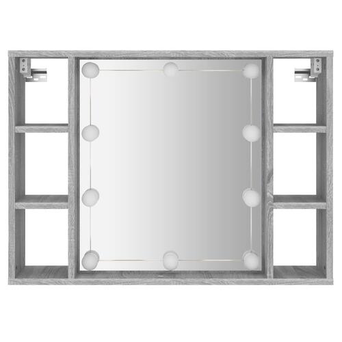 Spejlskab med LED-lys 76x15x55 cm grå sonoma-eg