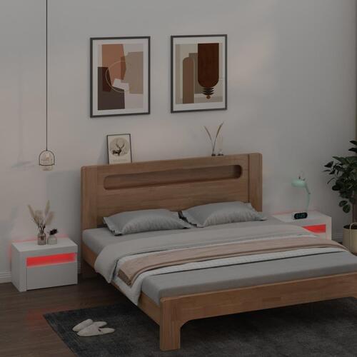 Sengeborde med LED-lys 2 stk. 60x35x40 cm hvid