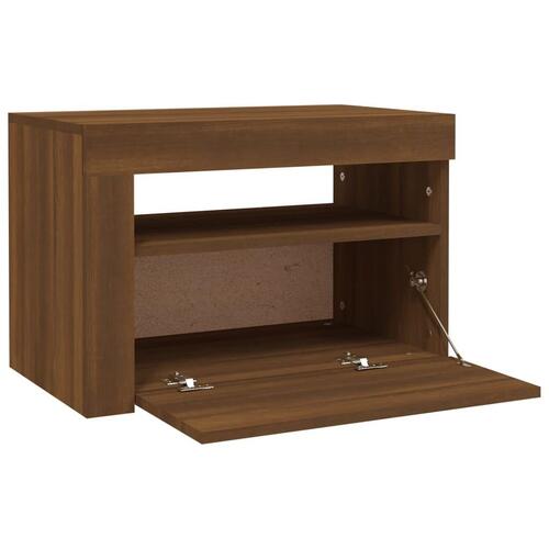 Sengeborde med LED-lys 2 stk. 60x35x40 cm brun eg