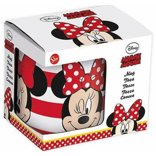 Minnie Mouse krus i keramik til børn - 350 ml (hvid/rød)