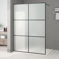 Brusevæg 140x195 cm matteret sikkerhedsglas sort
