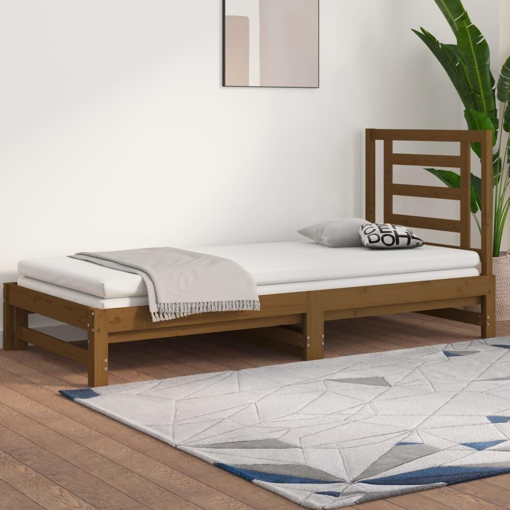 Daybed med udtræk 2x(90x200) cm massivt fyrretræ gyldenbrun