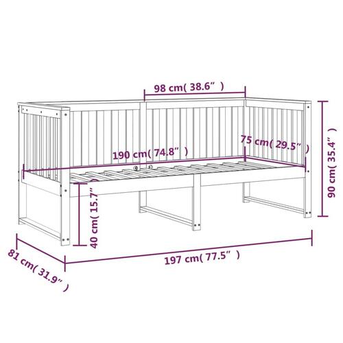 Daybed 75x190 cm massivt fyrretræ grå