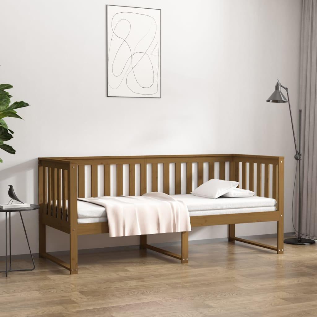 Daybed 75x190 cm massivt fyrretræ gyldenbrun