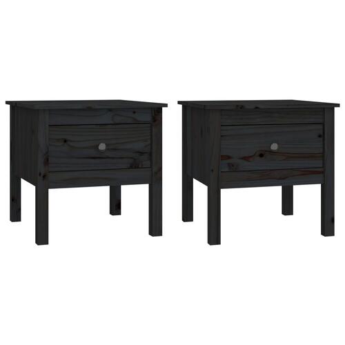 Sideborde 2 stk. 50x50x49 cm massivt fyrretræ sort